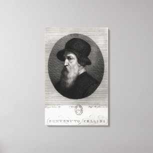 Portrait Benvenuto Cellini engraved by Canvas Print