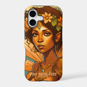 PORTRAIT BLACK GIRL WOODLAND FAIRY EARTHTONES