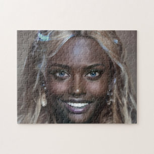 Portrait Brunette Blonde Smile Teeth Young Woman Jigsaw Puzzle