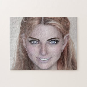 Portrait Brunette Smile Teeth Young Woman Jigsaw Puzzle