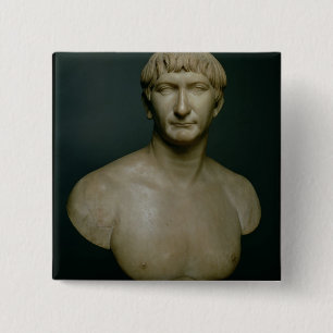 Portrait bust of emperor Trajan (53-117 AD) 1st-2n 2 Inch Square Button