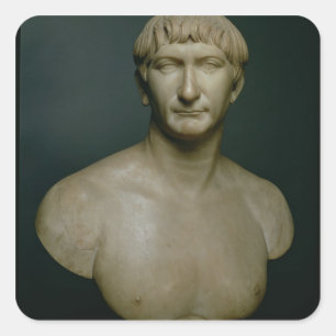 Portrait bust of emperor Trajan (53-117 AD) 1st-2n Square Sticker