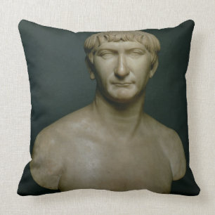 Portrait bust of emperor Trajan (53-117 AD) 1st-2n Throw Pillow