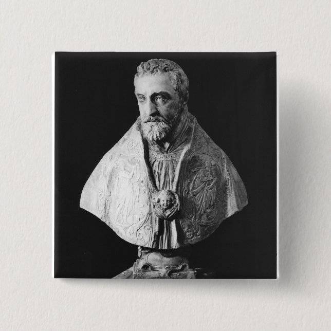 Portrait bust of Francois d'Escoubleau 2 Inch Square Button (Front)