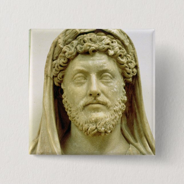 Portrait bust of Marcus Aurelius 2 Inch Square Button (Front)