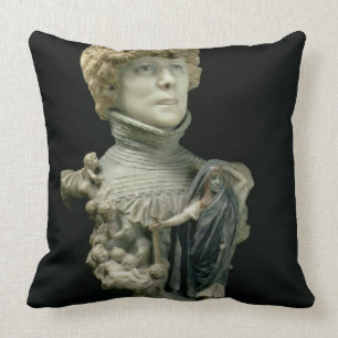 Portrait Bust of Sarah Bernhardt (1844-1923) Frenc Throw Pillow