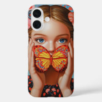 Portrait Butterfly Girl in a Floral Wonderland