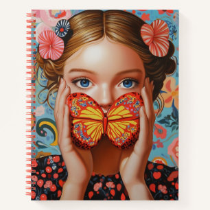 Portrait Butterfly Girl  in a Floral Wonderland Notebook