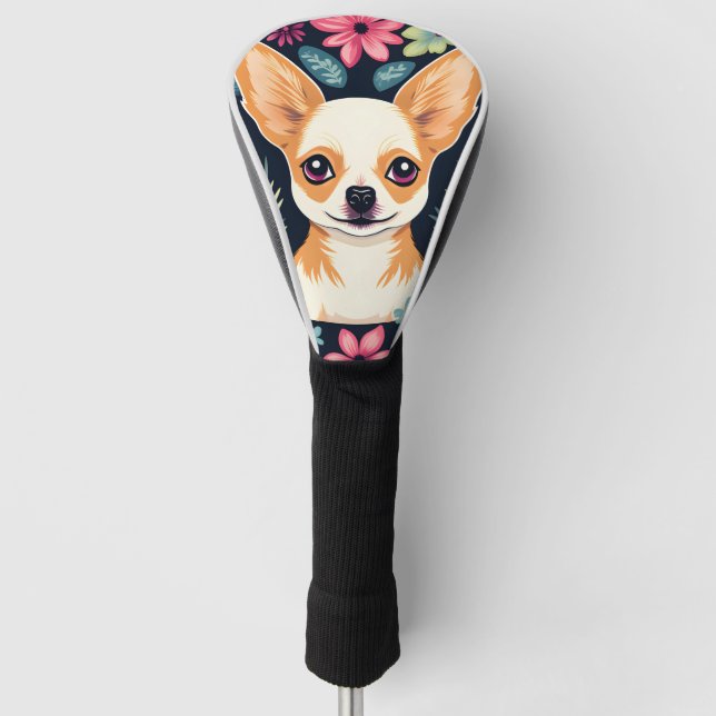 Portrait Chihuahua Cute Golf Head Cover (Front)