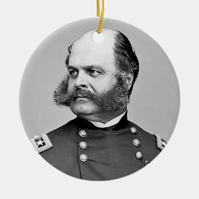 Portrait Civil War General Ambrose E. Burnside Ceramic Ornament (Front)