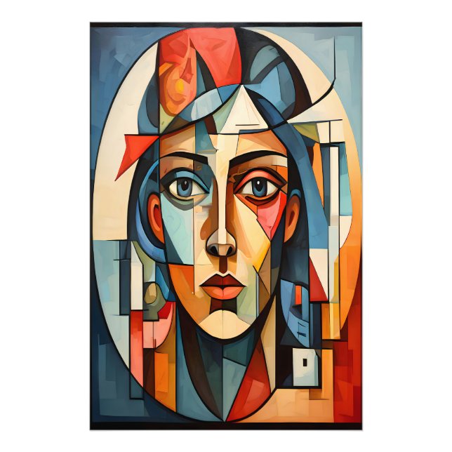 Portrait Cubiste moderne Photo murale géométrique (Devant)