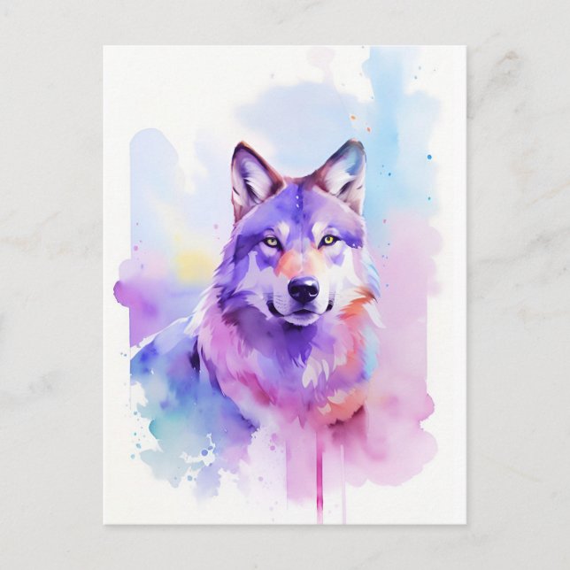 Portrait d'aquarelle Wolf 1 carte postale (Devant)