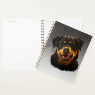 Portrait d'art aquarelle de chien Rottweiler migno