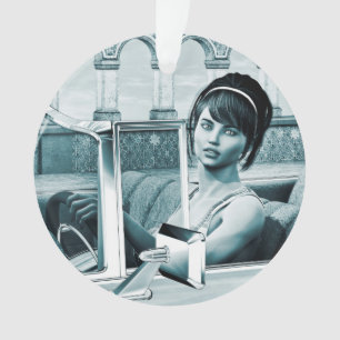 Portrait d'art de femme glamour bleu vintage