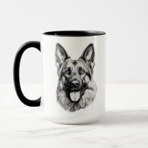 Portrait de Berger Allemand Mug Noir et Blanc