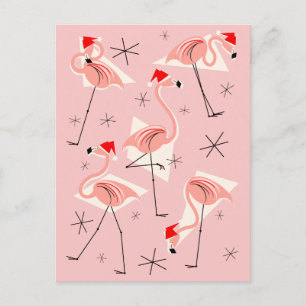 Portrait de carte postale Flamant rose Santas Pink