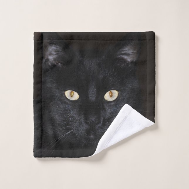Portrait de chat noir (Gant de toilette)