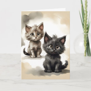 Portrait de chatons noirs et tabby Adorable Carte 