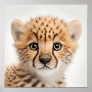 Portrait de Cheetah pour bébé mignon   Poster Carr