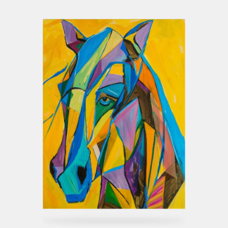 Portrait de cheval géométrique abstrait vibrant