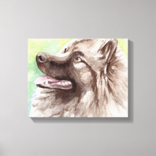 Portrait de chien en toile Keeshond