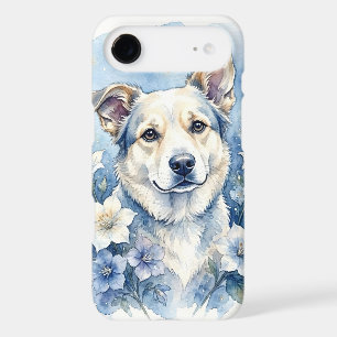 Portrait de chien floral botanique à l'aquarelle