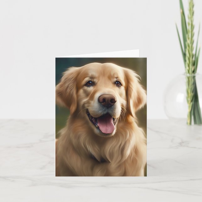 Portrait de Chien Golden Retriever Pose Carte de V (Devant)