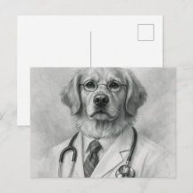 Portrait de docteur chien Carte postale vétérinair