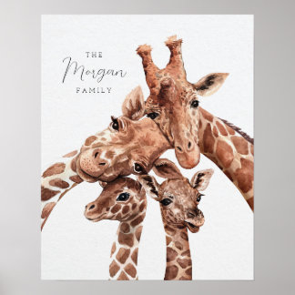 Portrait de famille de girafe Famille quatre, déco