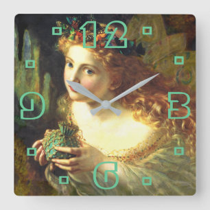 Portrait de Fée Vintage Vers 1869 Horloge Murale C