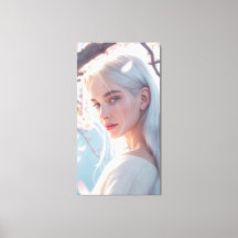 Portrait de femme aux fleurs de cerisier Art mural