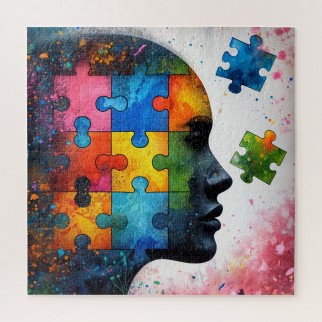 Portrait de femme de puzzle coloré (Vertical)