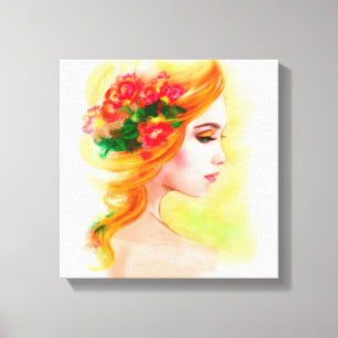 Portrait de femme d'impression de toile beau