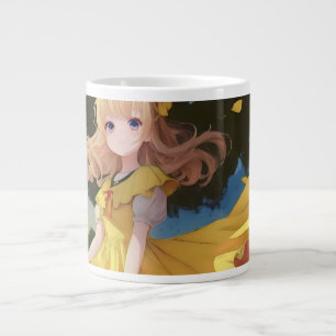 Portrait de fille anime éthérée sur grande tasse