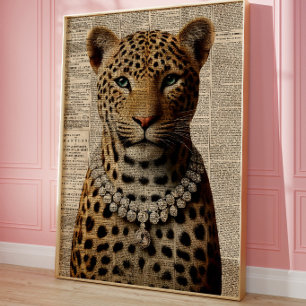 Portrait de léopard vintage   Art mural Glam Jungl