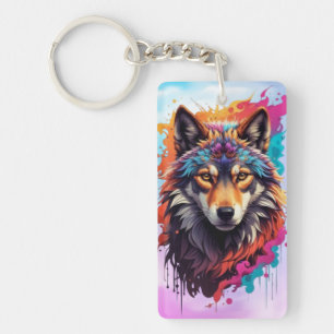 Portrait de Loup Coloré Art Animalier Abstrait-876