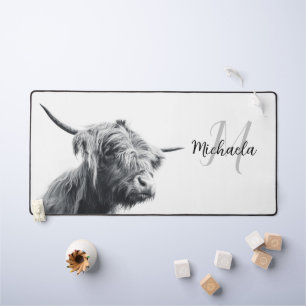Portrait de vache Highland premier monogramme noir