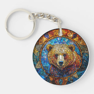 Portrait d'ours coloré dans un art de vitrail