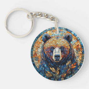 Portrait d'ours coloré dans un art de vitrail