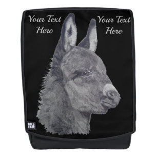 portrait drawing realist art original cute donkey backpack