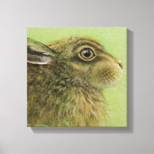 Portrait d'un lapin pâturant en toile encadrée