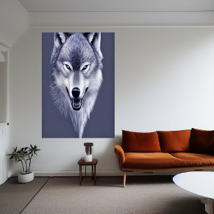 Portrait d'un loup   AI Art Poster