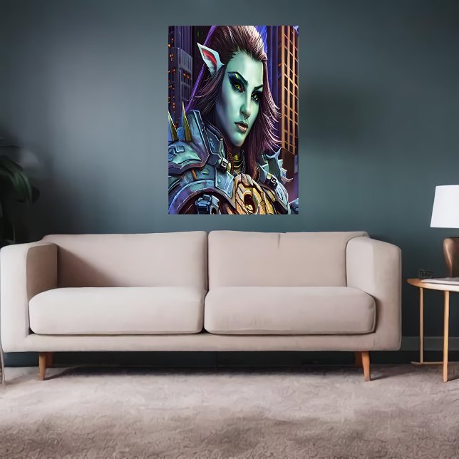 Portrait d'une alien bleue | AI Art Poster (Créateur téléchargé)
