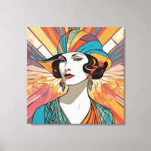 Portrait d'une dame élégante inspiré de l'Art Déco