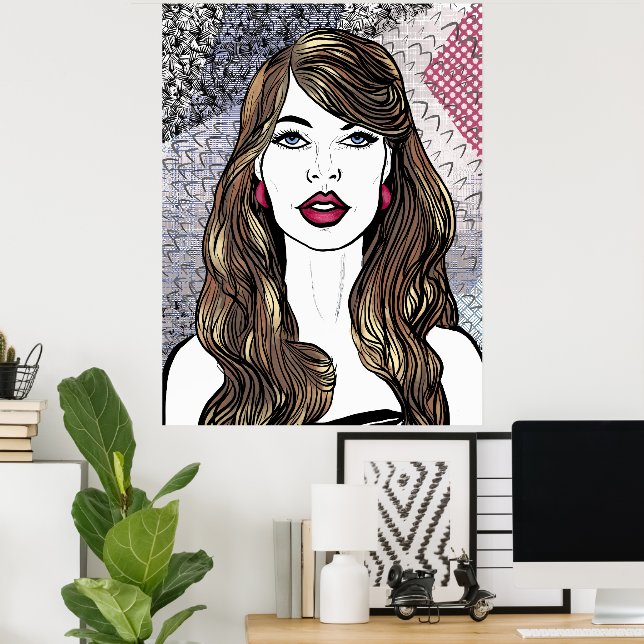Portrait d'une fille aux longs cheveux bruns poster (Home Office)