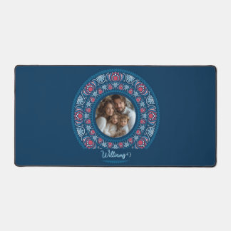 Portrait familial personnalisé Blue Festive Mandal