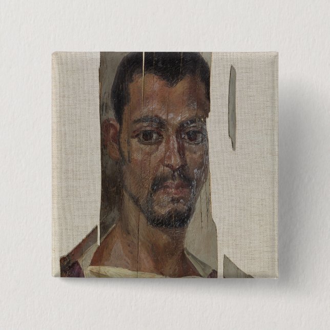 Portrait from Fayum (encaustic wax on wood) 2 Inch Square Button (Front)