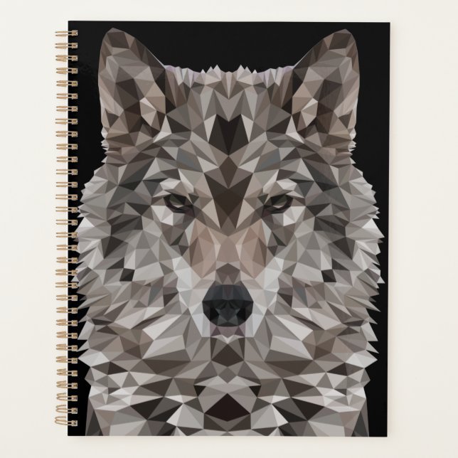Portrait géométrique du loup gris (Devant)