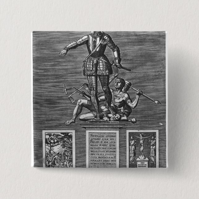 Portrait Glorifying Ferdinand Alvarez of Toledo 2 Inch Square Button (Front)