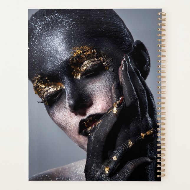 Portrait Gold Black Artistic Makeup Luxury Beauty Planner (Back)